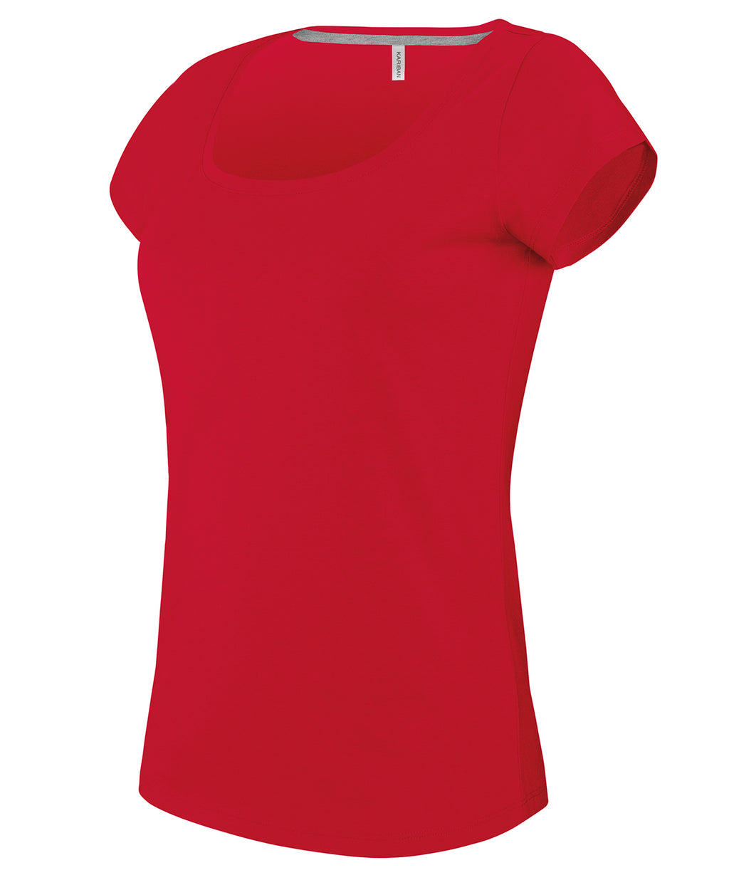 Ladies boat neck short-sleeved T-shirt