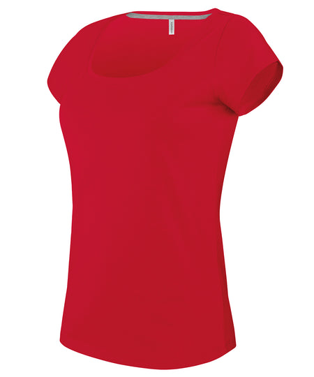 Ladies boat neck short-sleeved T-shirt