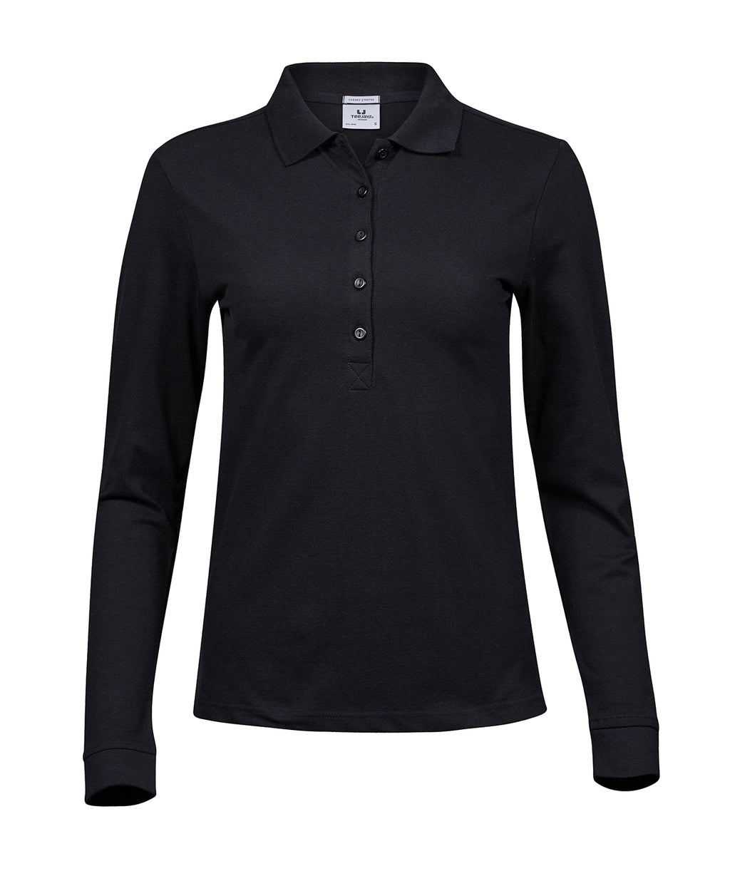 Womens luxury stretch long sleeve polo (146)