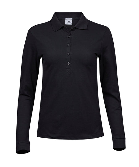 Womens luxury stretch long sleeve polo (146)