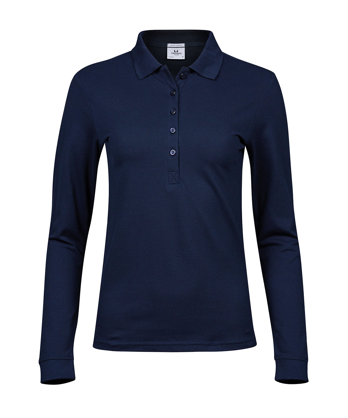 Womens luxury stretch long sleeve polo (146)
