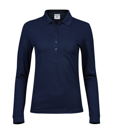 Womens luxury stretch long sleeve polo (146)
