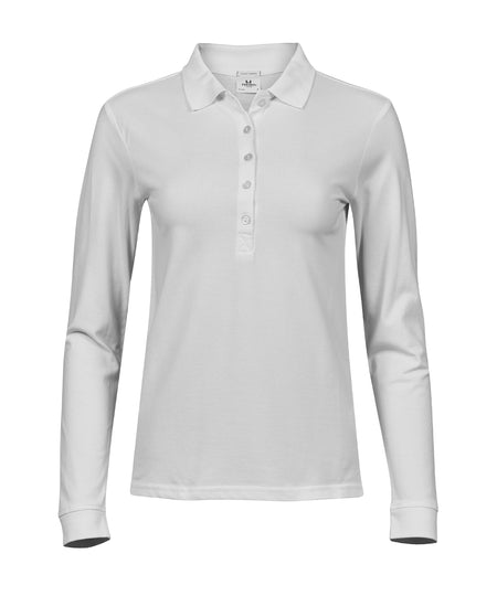 Womens luxury stretch long sleeve polo (146)
