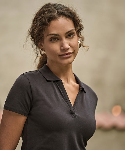 Womens luxury stretch v-neck polo (1409)