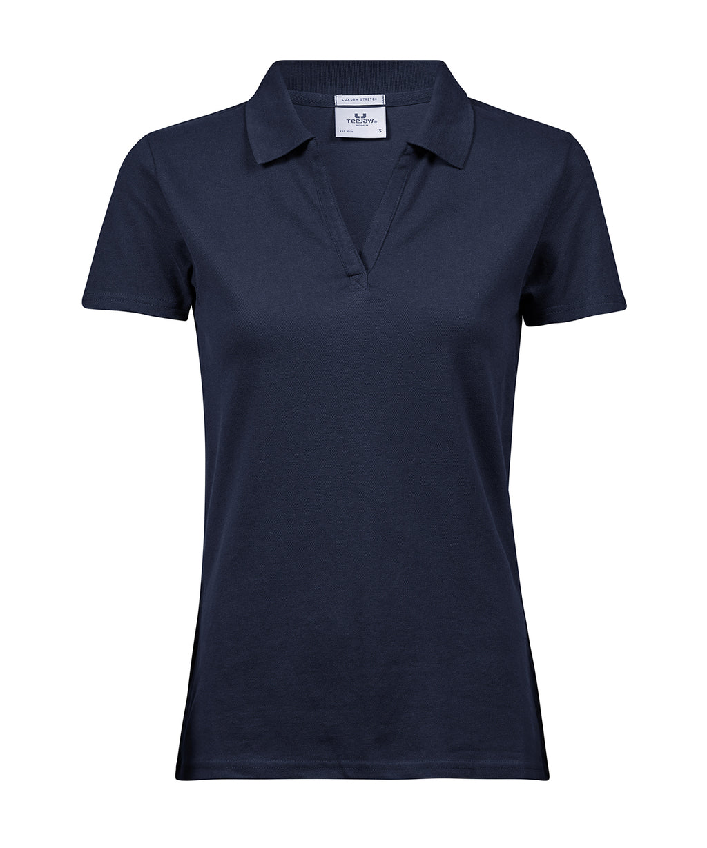 Womens luxury stretch v-neck polo (1409)